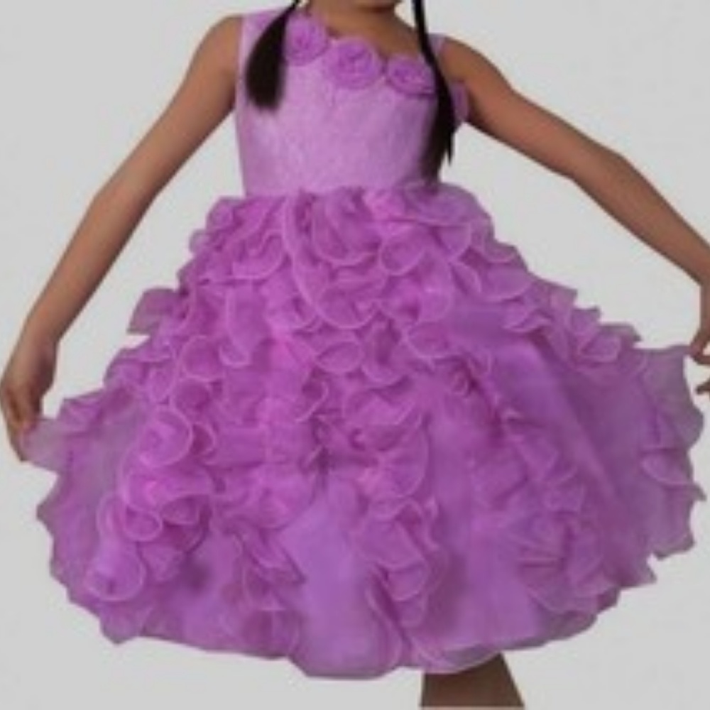 Girls Fancy Frilly Pageant Birthday Wedding Dress